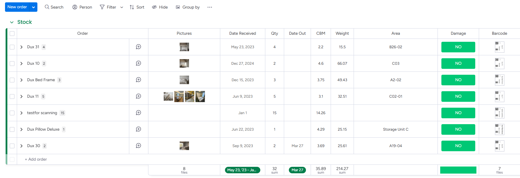 Inventory and Storage
