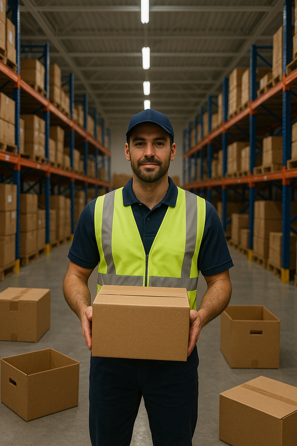 Efficient warehouse operations with staff handling packages